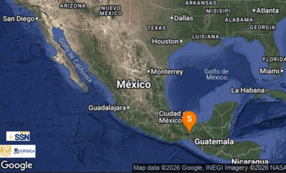 Se registró un sismo de magnitud 4.1 en Cintalapa, Chiapas