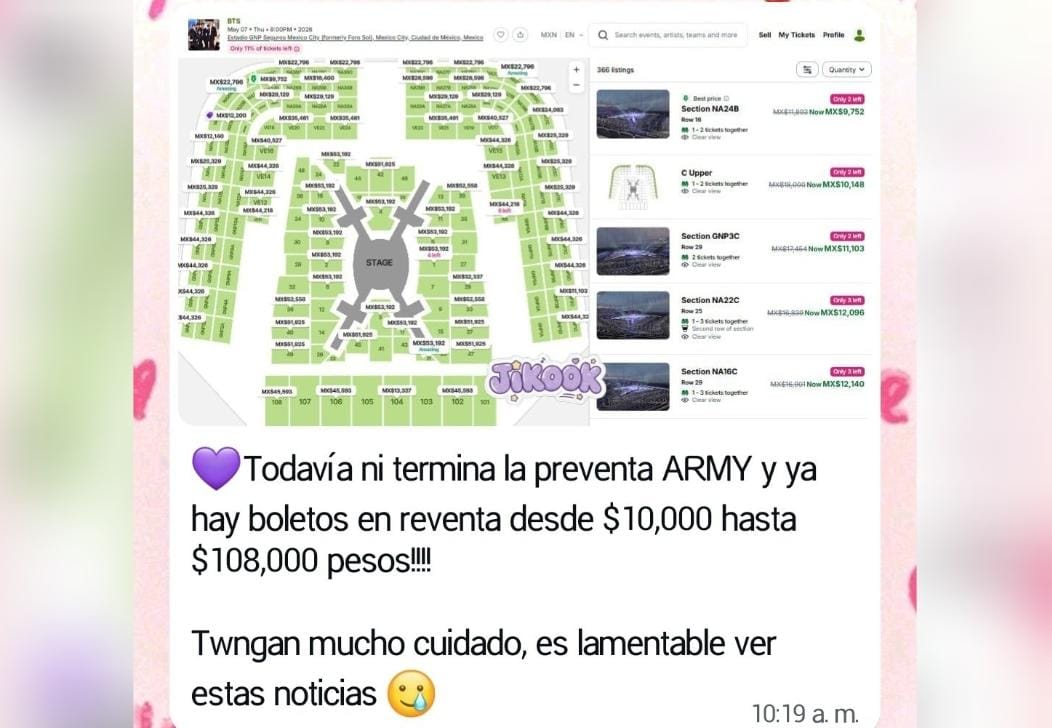  Revenden boletos para ver a BTS hasta en 100 mil pesos