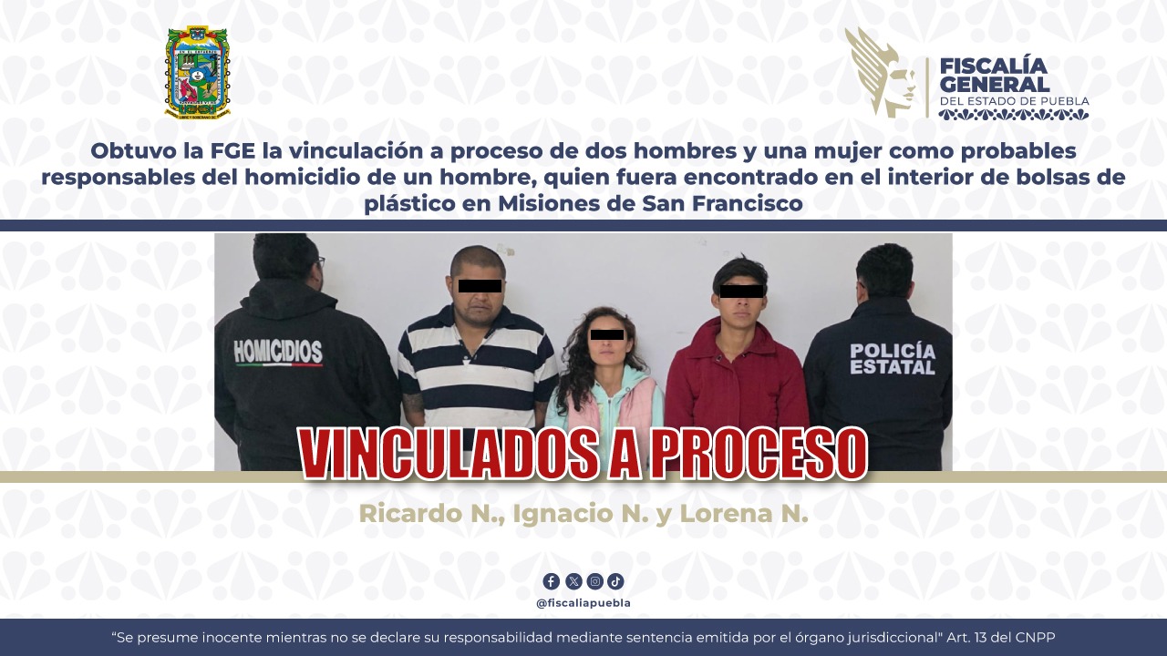 Cae trío que dejó cadáver embolsado en Misiones de San Francisco en Puebla capital