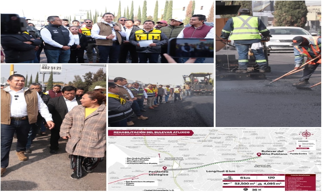 Tren de pavimentación transforma vialidades, genera ahorro y conecta a Puebla 