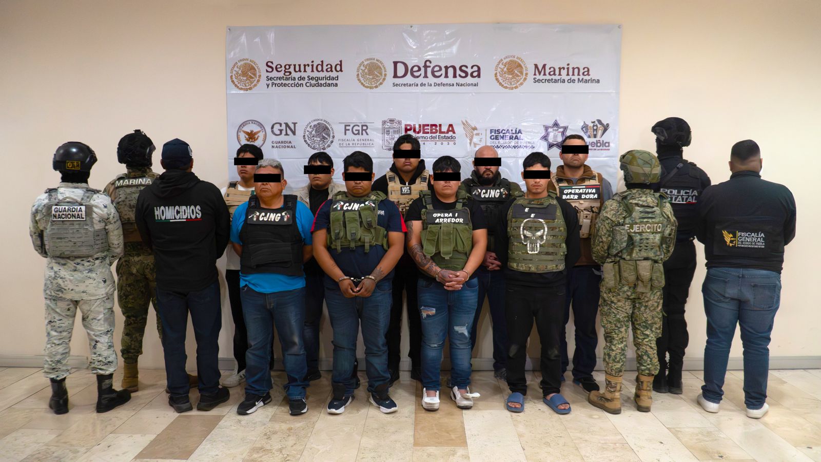 Detienen en Tecamachalco a 9 presuntos integrantes de la Barredora, célula del CJNG