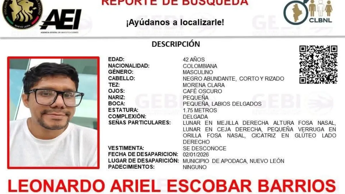 Fue localizado con vida el profesor Leonardo Ariel Escobar: Fiscalía de Nuevo León