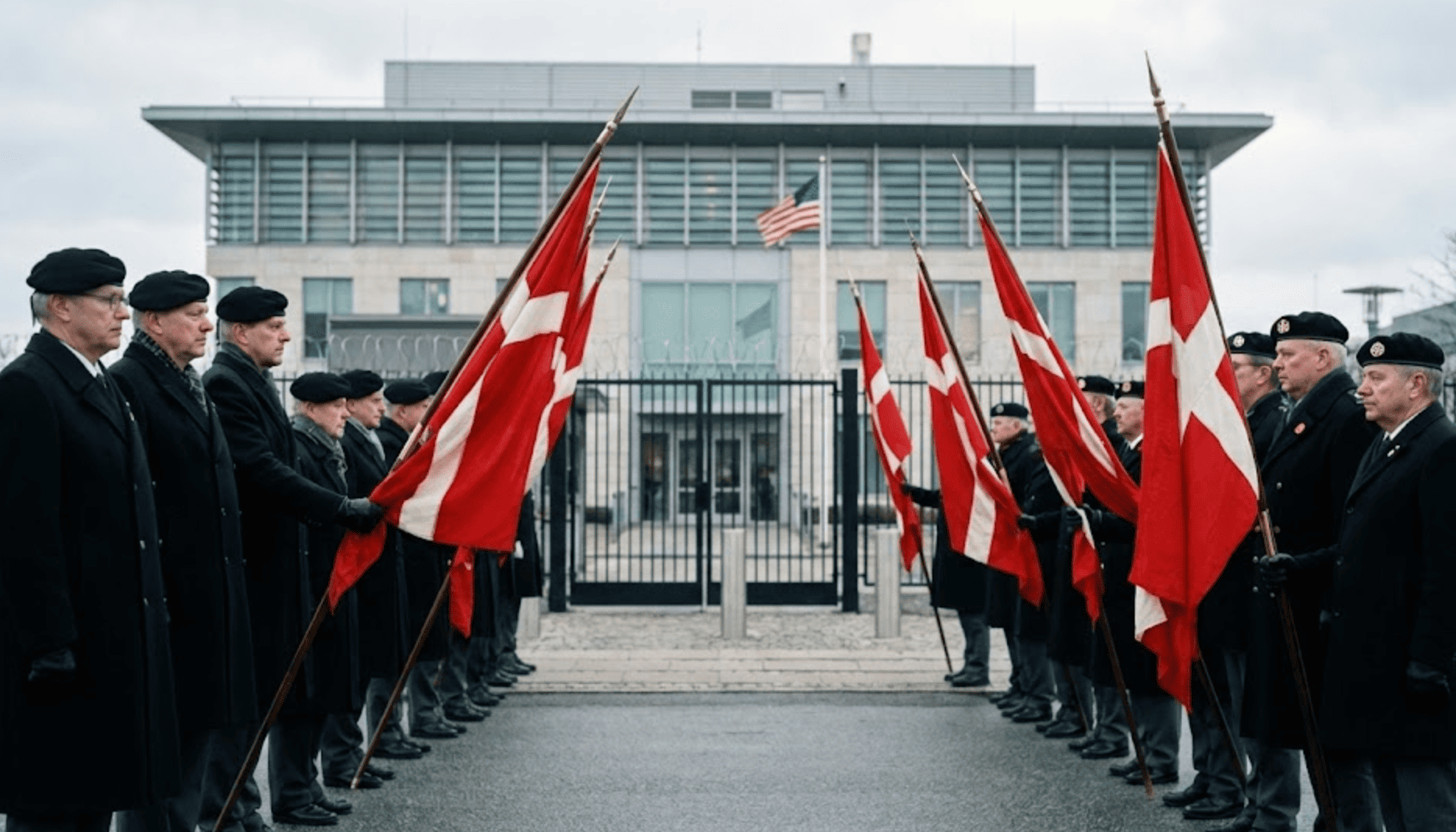 Veteranos daneses protestan frente a la Embajada de EU por los aviones de Trump sobre Groenlandia