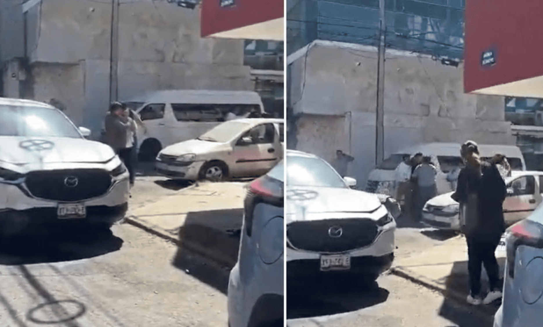 Choque provoca batalla campal frente a funeraria Valle de los Ángeles