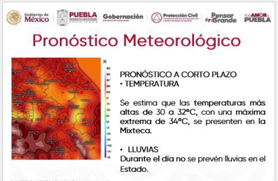 Prevén ambiente cálido y sin lluvias en Puebla
