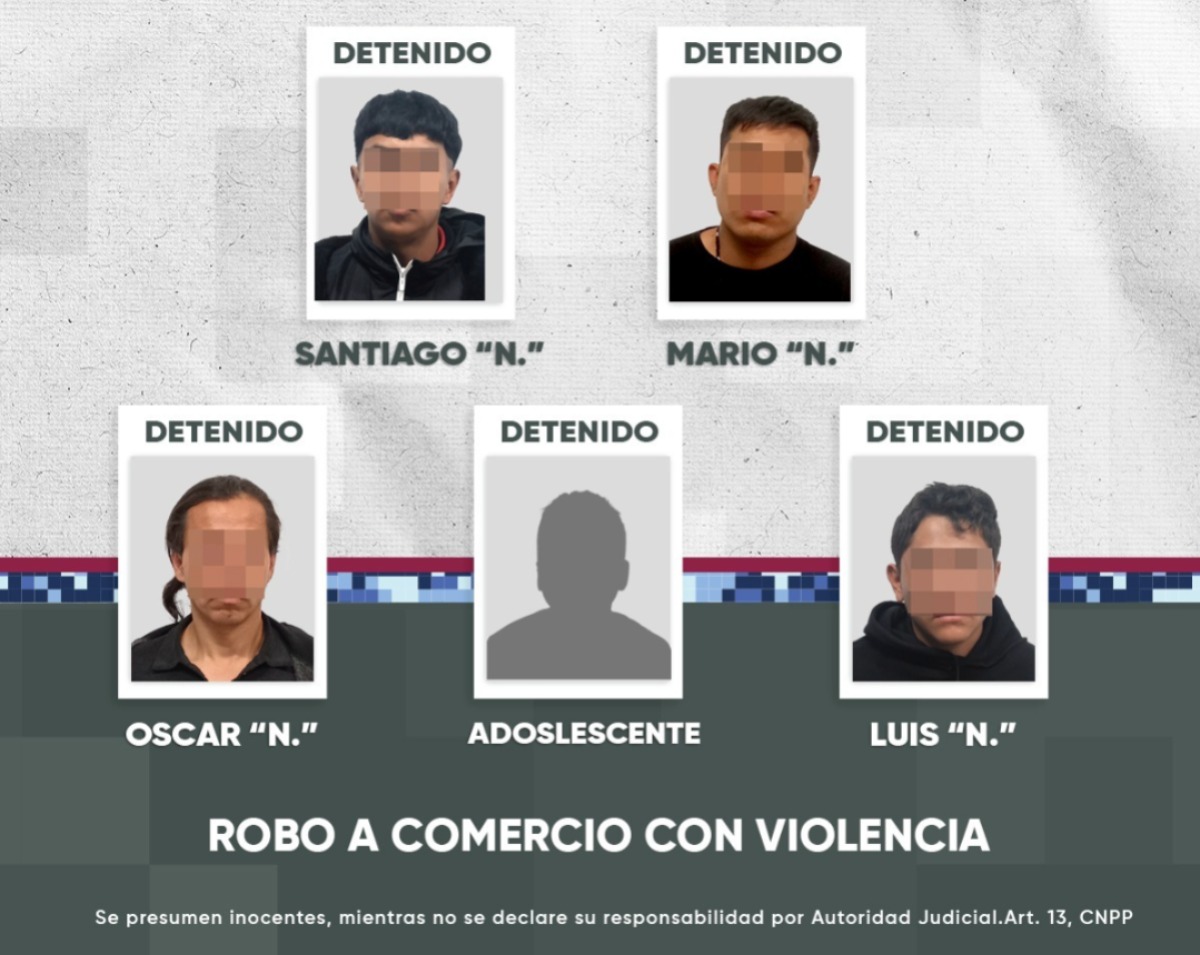 Detienen a banda de presuntos asaltantes en el Centro de Puebla 