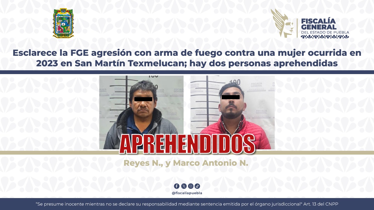  Cae pareja que baleó a mujer tras frustrar asalto en Texmelucan