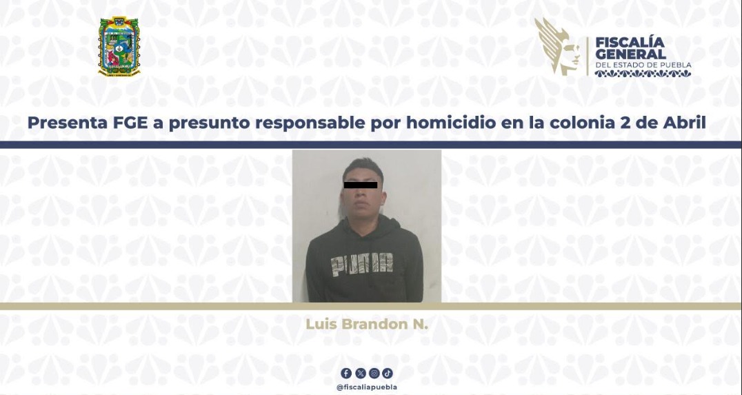 Presenta FGE a presunto responsable por homicidio en la colonia 2 de Abril