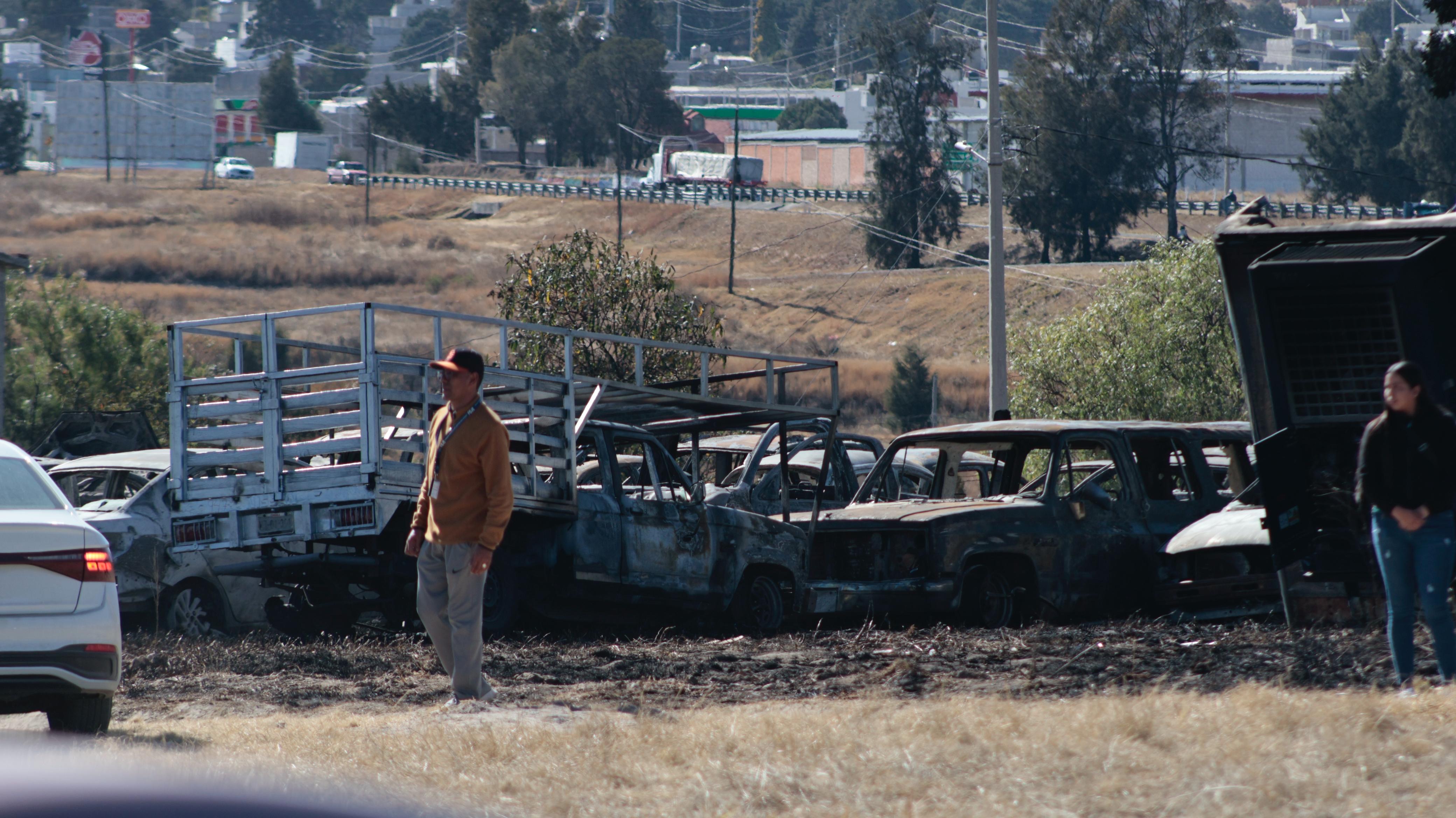 Incendio consumió en corralón de la Fiscalía de Tlaxcala 184 vehículos