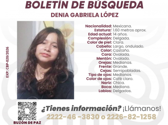 Autoridades mantienen búsqueda de Denia de 14 años, desaparecida en Tehuacán