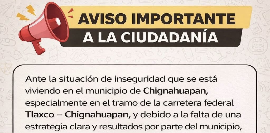 Vecinos de Chignahuapan cerrarán federal a Tlaxco por falta de seguridad 