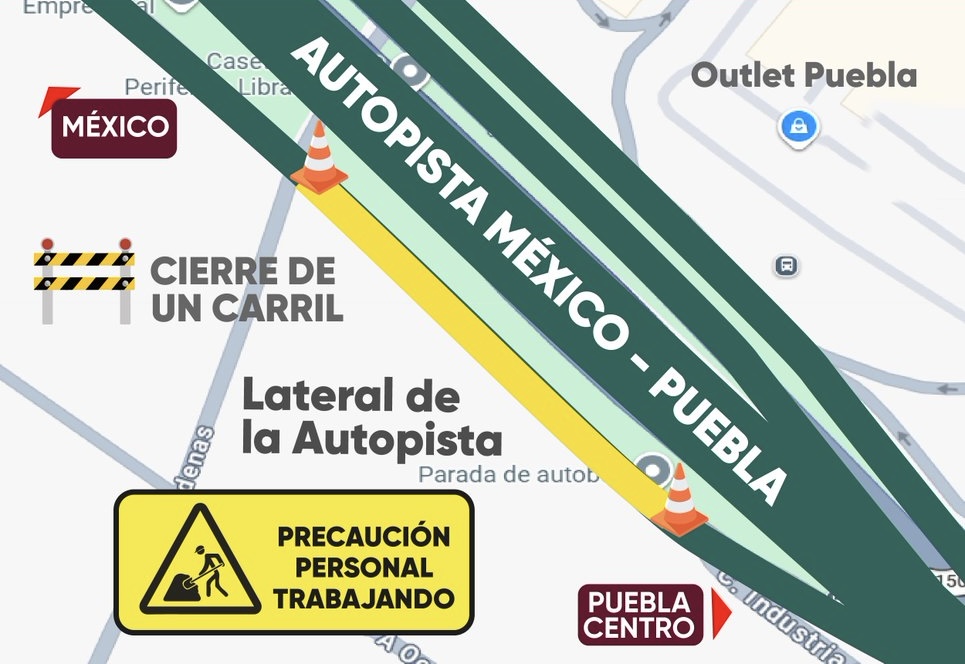Anuncian cierre parcial de la lateral México-Puebla del 27 de marzo al 3 de abril 