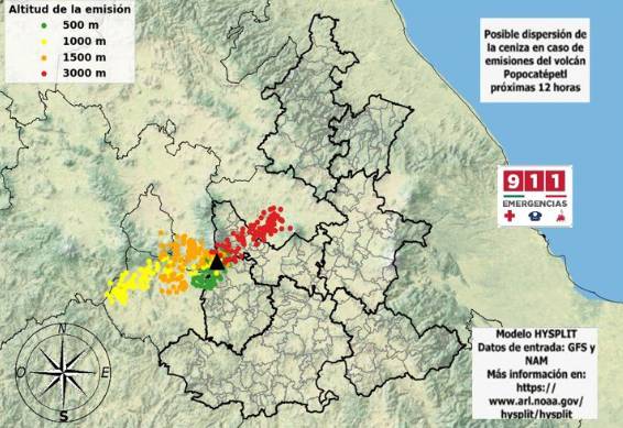 Prevén dispersión de ceniza del Popocatépetl hacia noreste, sur y suroeste
