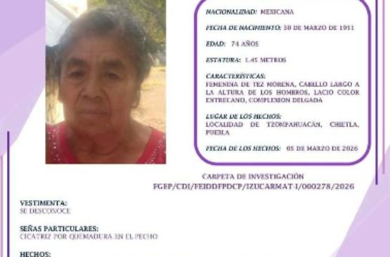 Buscan a mujer de la tercera edad en Chietla 
