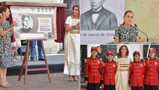 Sheinbaum y Olivia Salomón develan billete conmemorativo de Margarita Maza en Guelatao