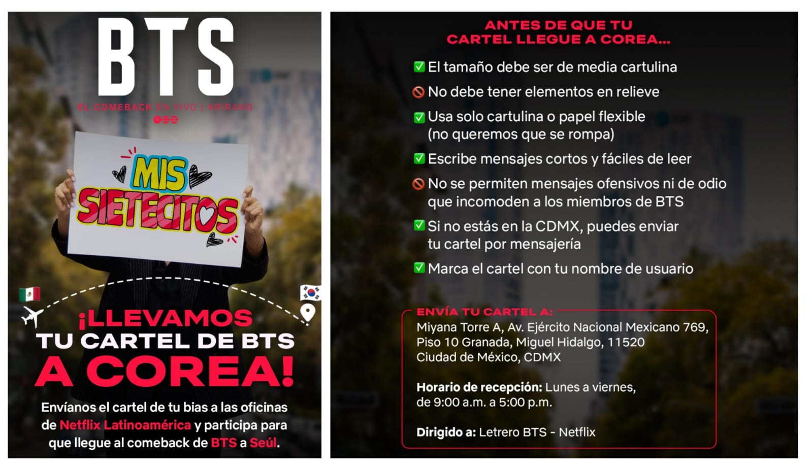 Carteles elaborados por fans de BTS llegarán a Corea para el esperado regreso del grupo 