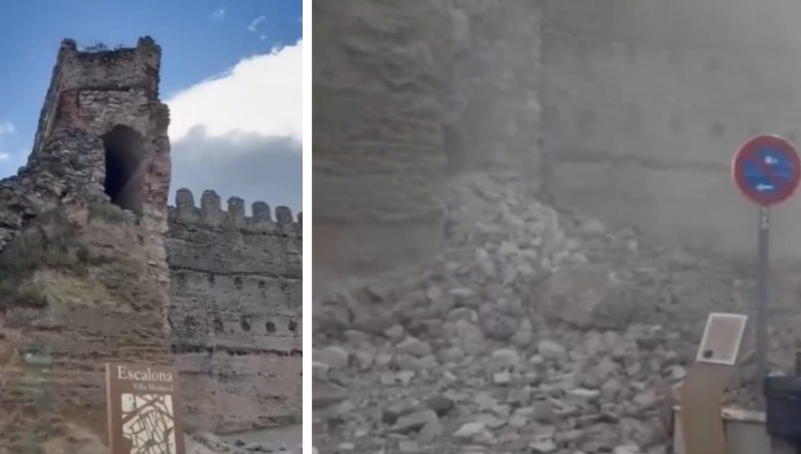 VIDEO Se desplomó una torre del Castillo de Escalona en España, no hay lesionados 