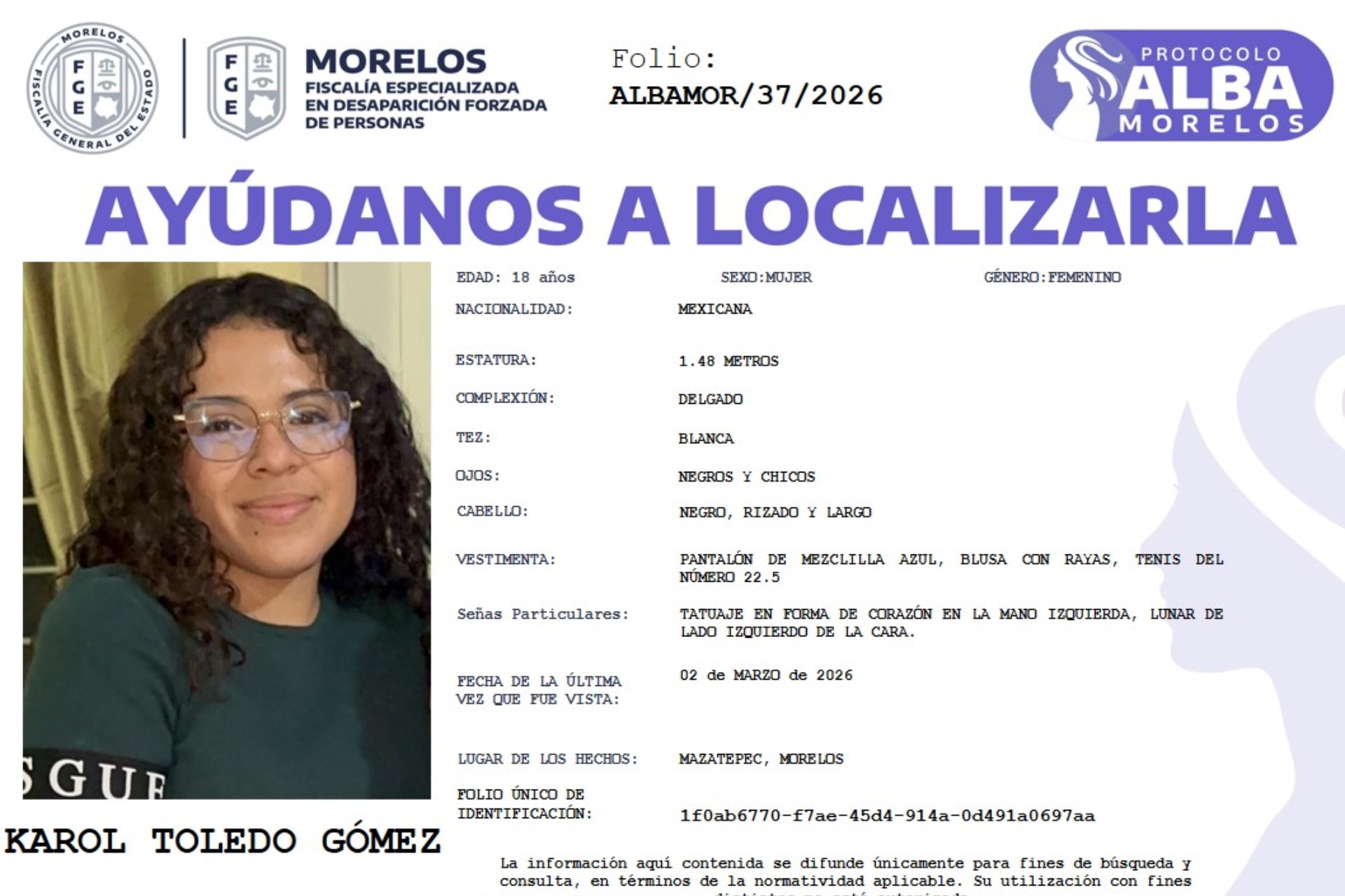 Encuentran sin vida a Karol Toledo, estudiante de la UAEM que estaba desaparecida 
