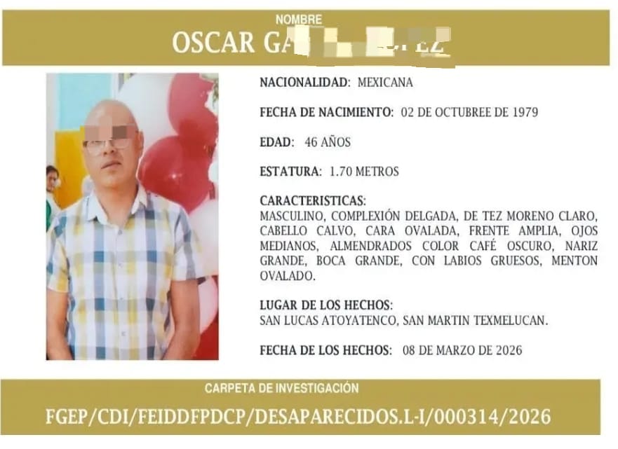 Sin vida localizan a Óscar en Texmelucan