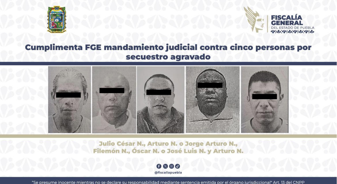 FGE cumplimenta mandamientos contra cinco personas por secuestro agravado