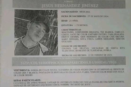 Activan boletín de búsqueda por desaparición de Jesús Hernández en Tlahuapan
