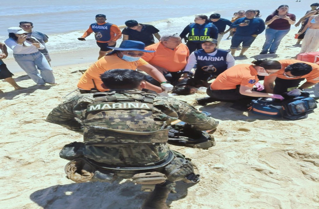 Marina realiza rescate de una persona en playa el Malecón, San Felipe Baja California