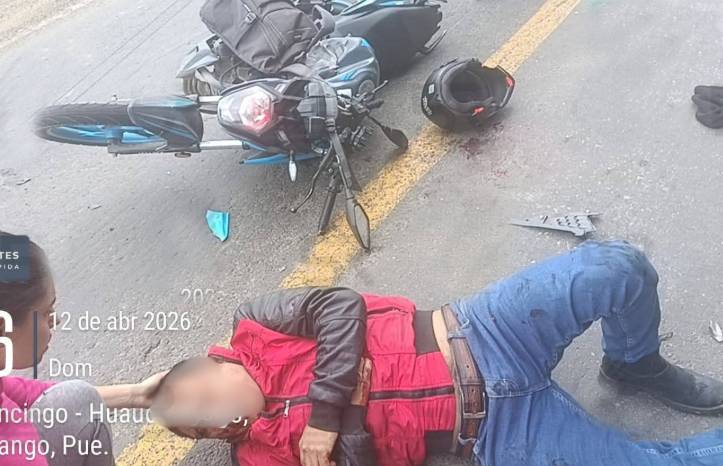 Choque en la México–Tuxpan deja motociclista grave en Huauchinango