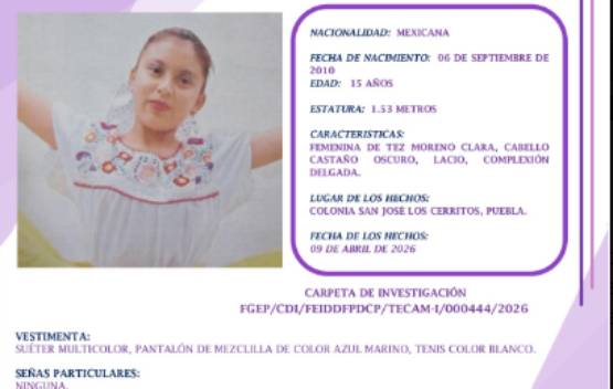 Activan Protocolo Alba por desaparición de menor en Puebla; buscan a Ailen Ibarra 