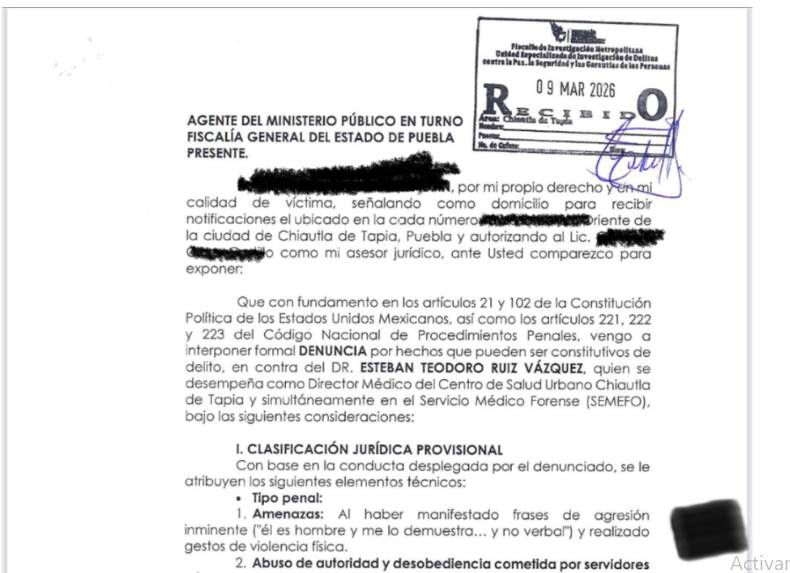 Denuncian acoso por parte del director del Centro de Salud de Chiautla de Tapia