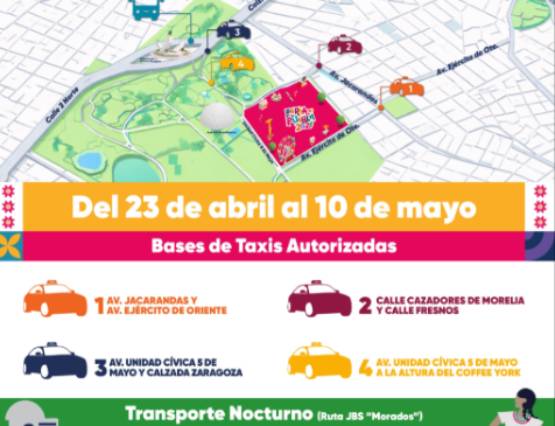Habilitan rutas nocturnas y bases de taxi para la Feria de Puebla 2026