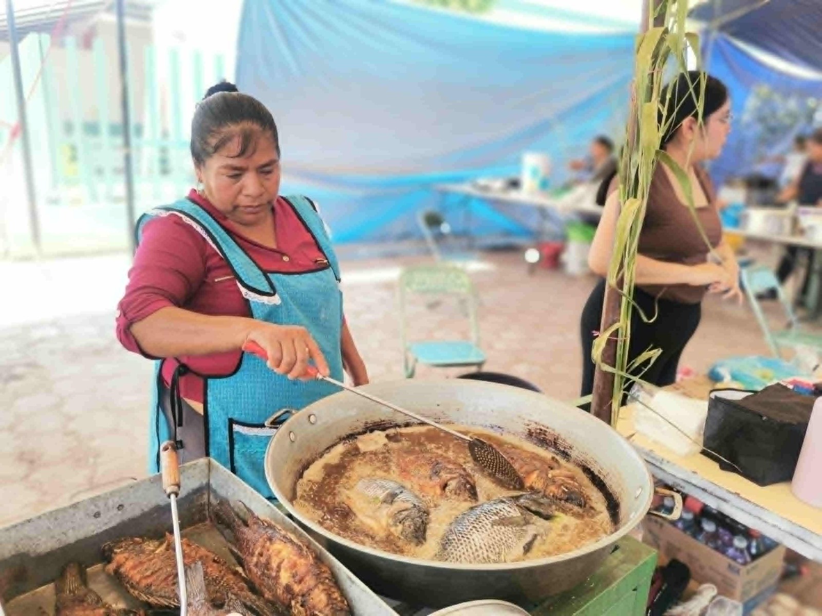 En festival de San Martin Totoltepecse comercializan más de 2 mil 500 mojarras