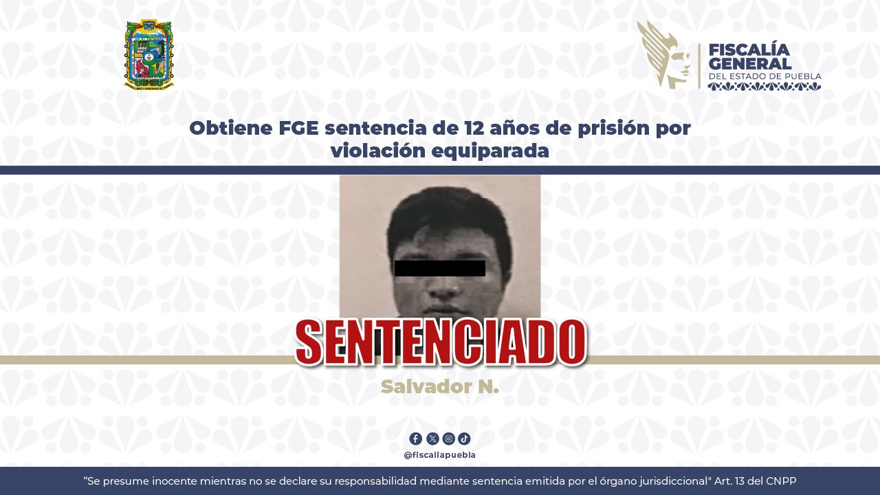 Le dan 12 años de cárcel a Salvador por violar a una menor en Cholula