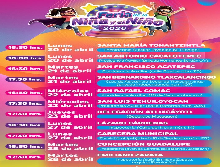 San Andrés Cholula alista gran festejo para el Día del Niño