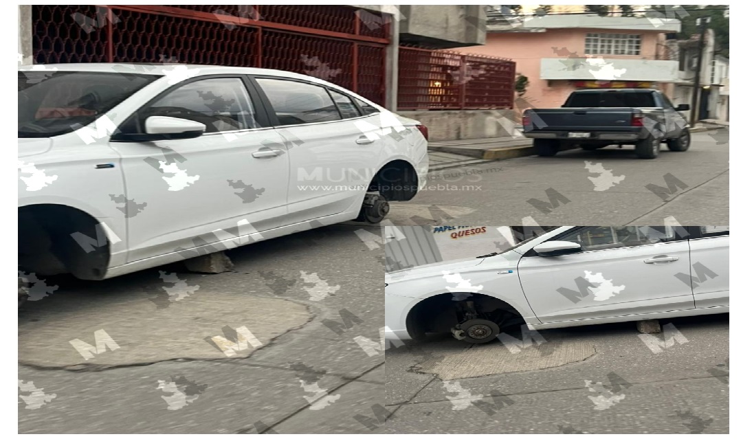 Roban llantas de un vehículo en calles de Texmelucan