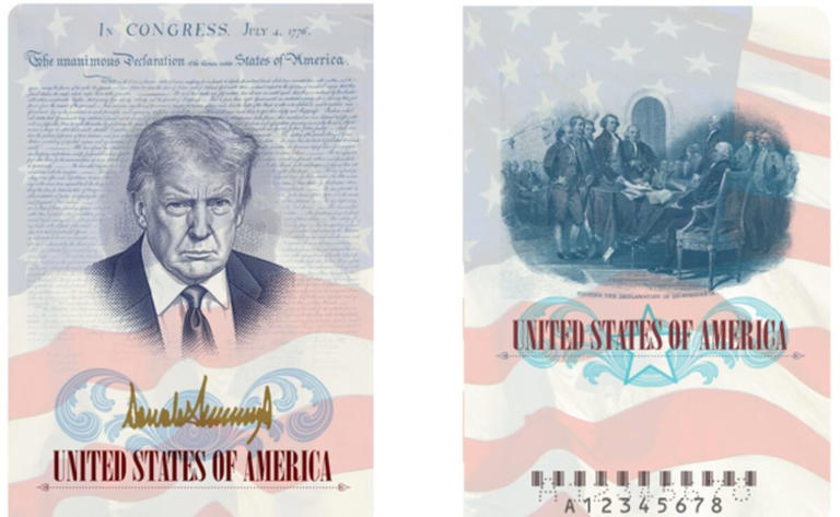 Donald Trump plasma su rostro en monedas y pasaportes 