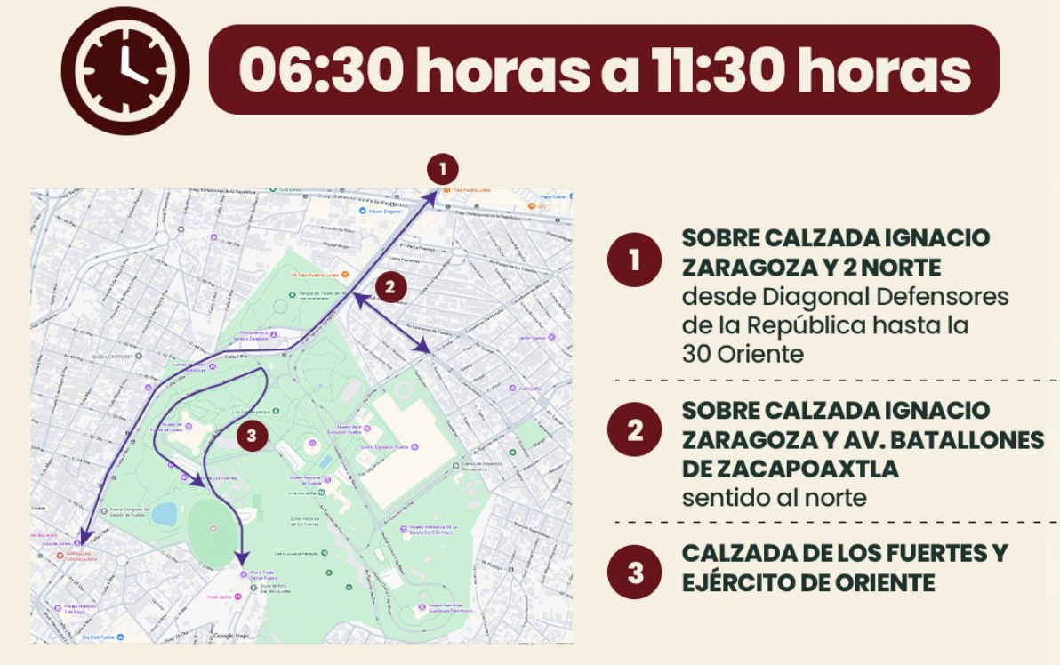 Anuncian cierres viales en Los Fuertes por ensayos del desfile del 5 de Mayo