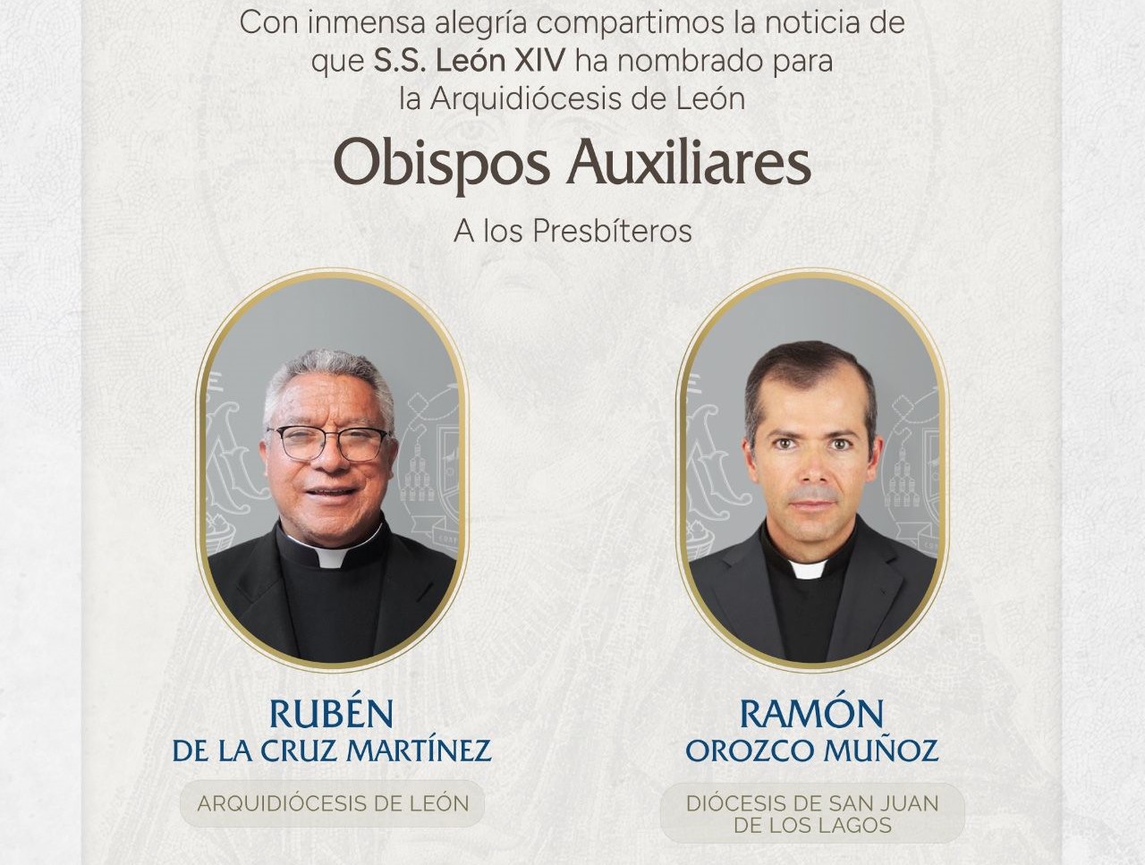 León XIV designa dos obispos auxiliares para México 