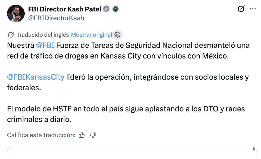 FBI desmantela red de narcotráfico en Kansas City con presuntos vínculos con México