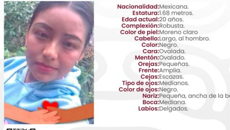 Emiten boletín de búsqueda para localizar a Erika de 20 años; desapareció en Zoquiapan