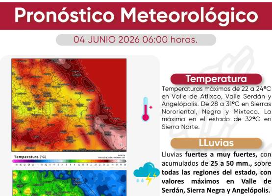 Prevén lluvias fuertes con actividad eléctrica este jueves en Puebla
