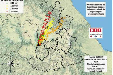 Prevén dispersión de ceniza del Popocatépetl hacia el noreste