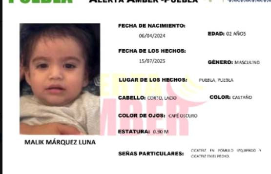 Activan Alerta Amber por desaparición de niño de 2 años en Puebla capital