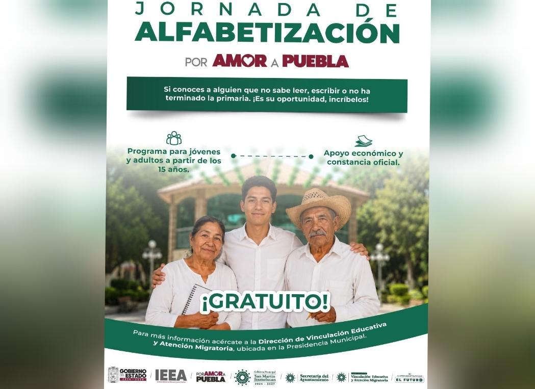 Gobierno de Juan Manuel Alonso e IEEA impulsan la alfabetización gratuita de jóvenes y adultos en Texmelucan