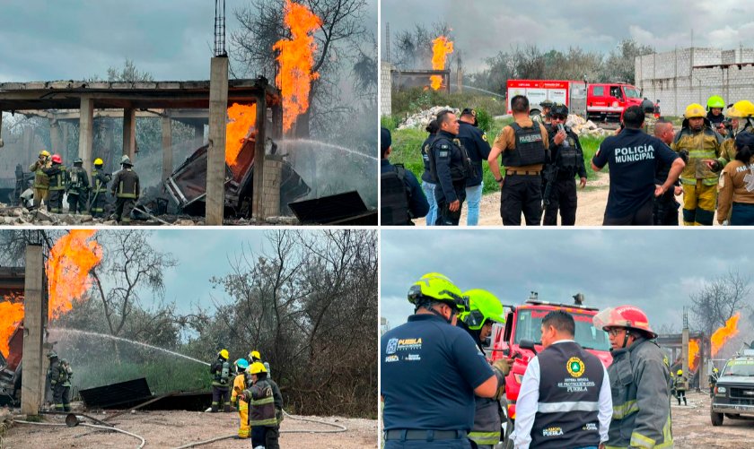 Mantienen operativo en Tepeaca tras explosión en predio donde se almacenaba Gas LP; evacúan hospital, escuelas y viviendas
