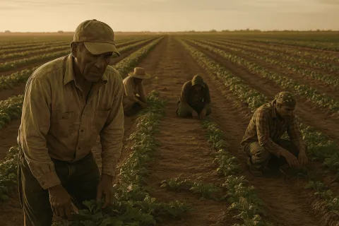Migrantes en el campo.