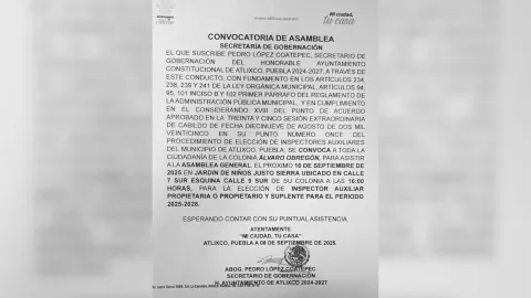 Vecinos de Álvaro Obregón, en Atlixco, llaman a la elección de inspector 