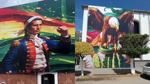 Murales patrios en Tlaxcala fueron hechos con IA y con errores históricos.