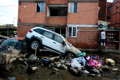 Así quedó la unidad habitacional Infonavit "Las Gaviotas" tras los estragos de la Tormenta "Grace" en Poza Rica, Veracruz.