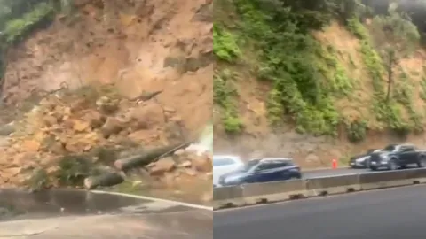 Deslaves en la México-Toluca provocaron congestionamiento vial