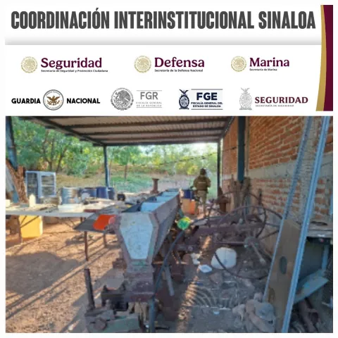 Fue destruido cinco áreas de almacenamiento de precursores químicos y un laboratorio inactivo en el estado de Sinaloa.